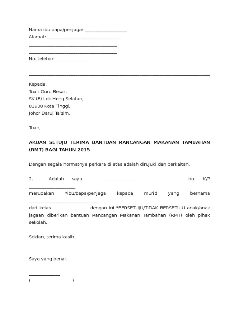Contoh Surat Akuan Rmt Pdf