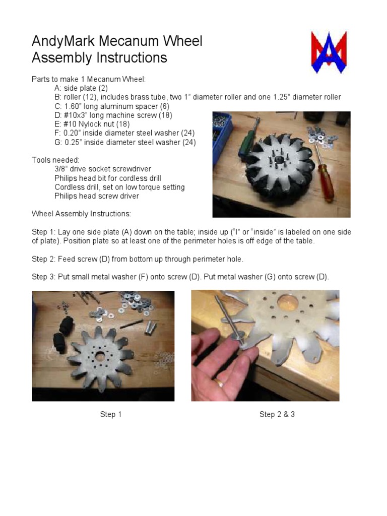Andymark Mecanum Wheel Assembly Instructions PDF