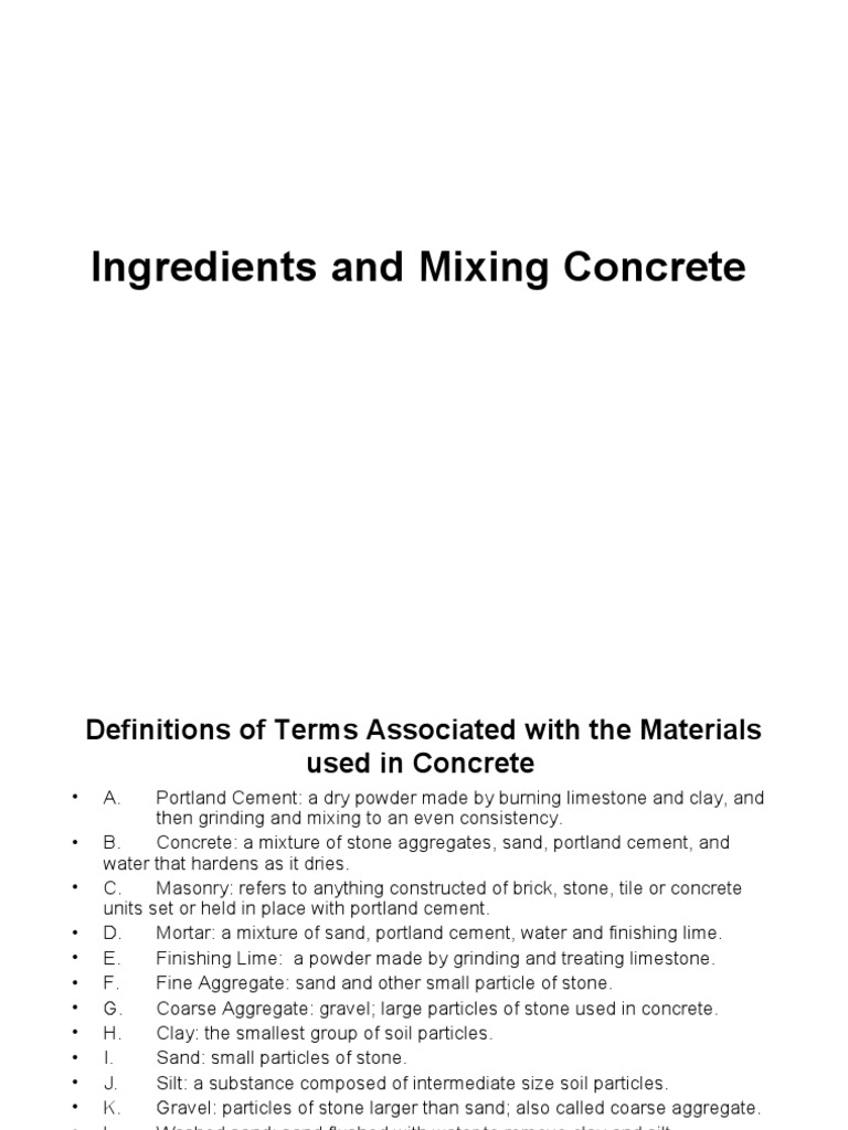 Key Ingredients of Concrete Explained | PDF | Nature | Concrete