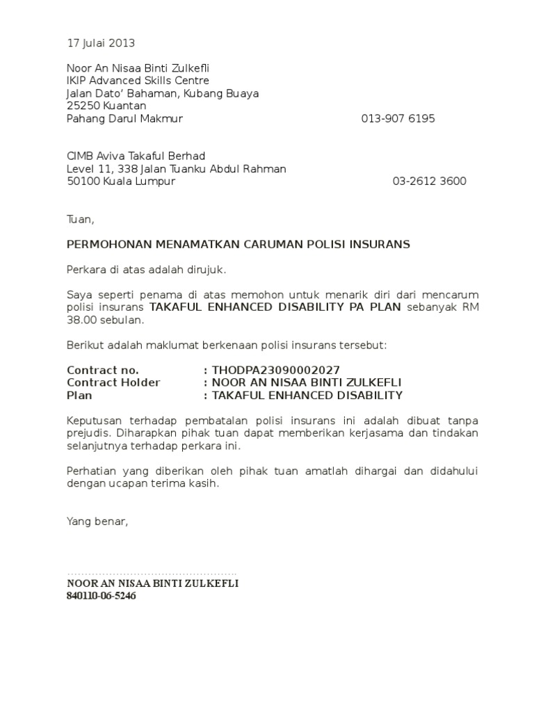 Contoh Surat Rasmi Pdf