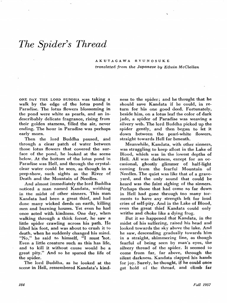 Ryunosuke Akutagawa Spider's Thread | PDF