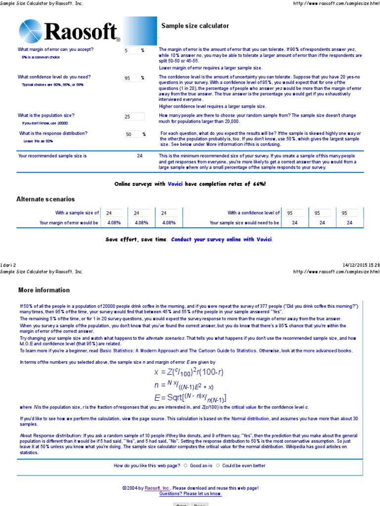 Sample Size Margin Of Error Survey Methodology