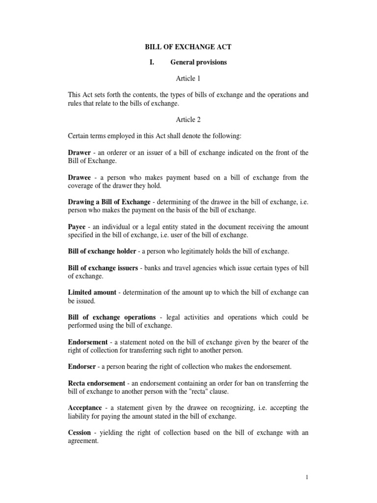 Bill Of Exchange Act