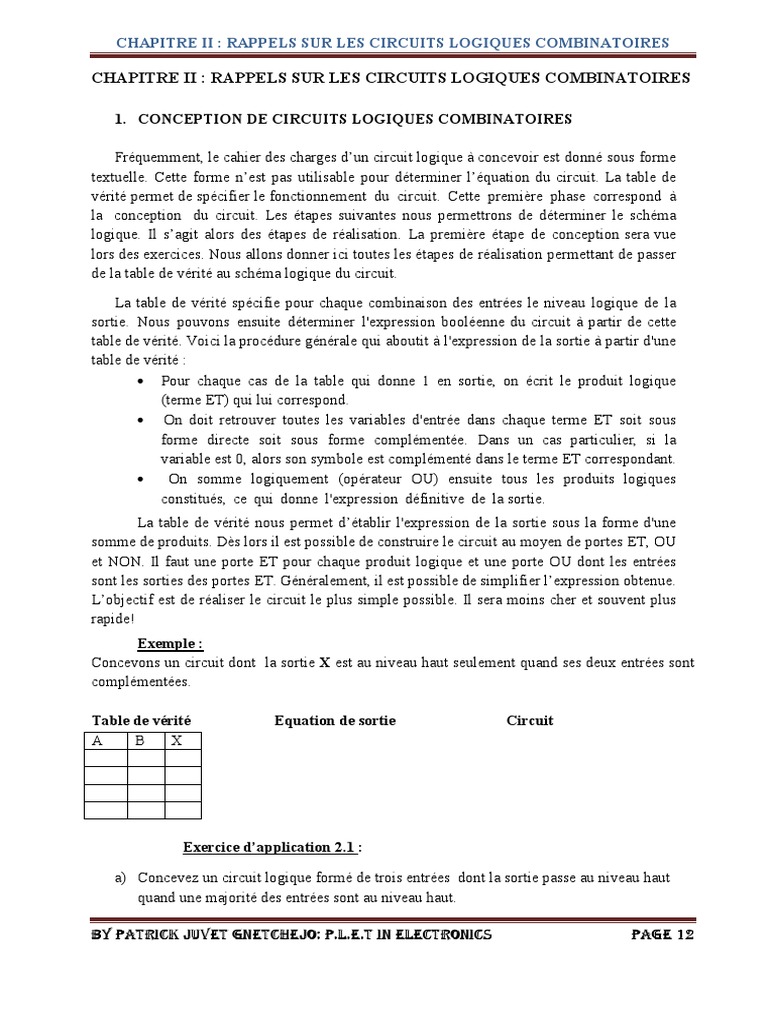 Circuits Logiques Combinatoires | PDF | Fonction logique | Logique