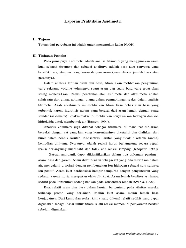 Laporan Praktikum Asidimetri Pdf