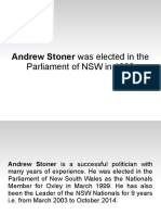 Andrew Stoner Was Elected in The Parliament of NSW in 1999