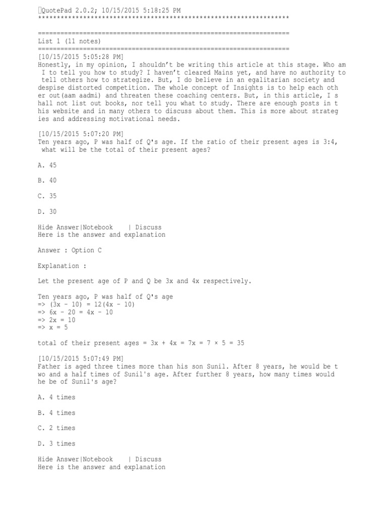 Aptitude | PDF | Teaching Mathematics