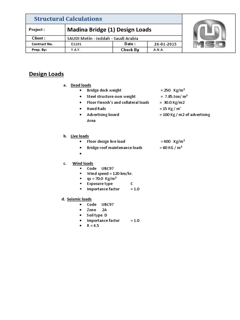 Bridge Design Load Analysis | PDF