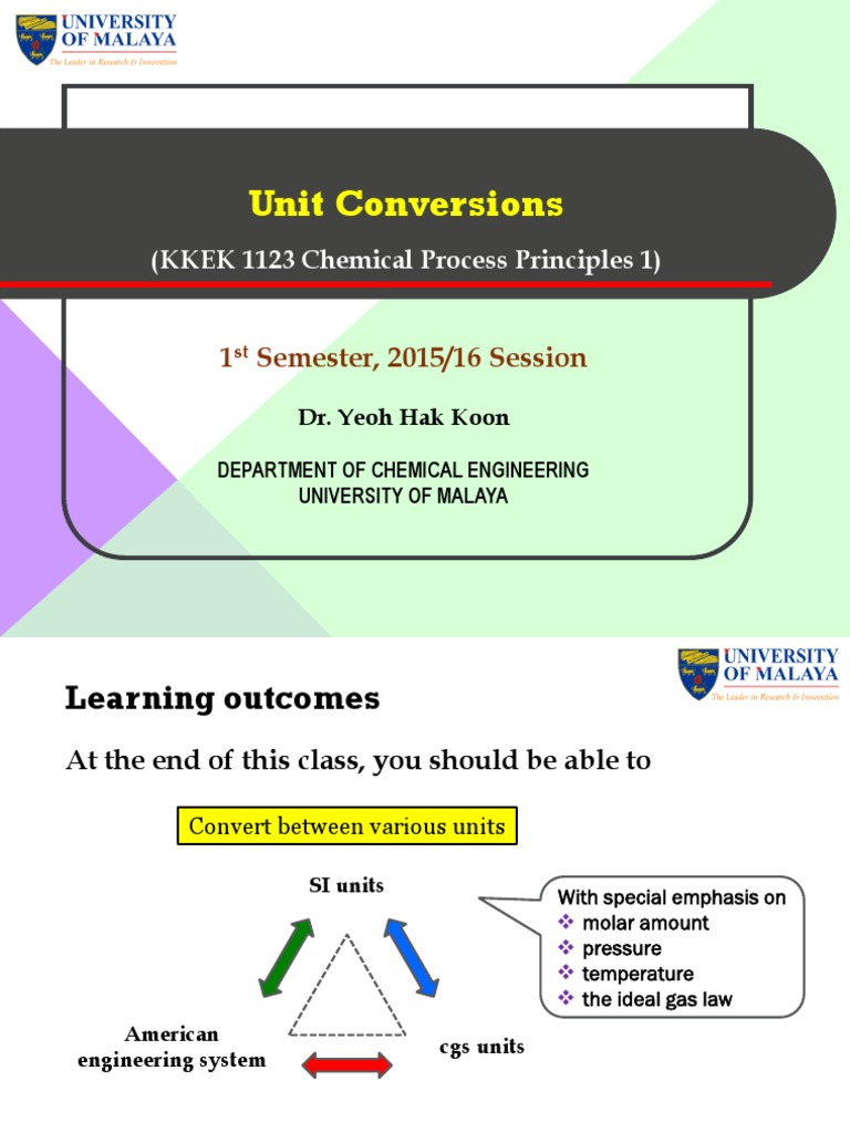 03 Units And Conversion Students Pdf Mole Unit Pressure