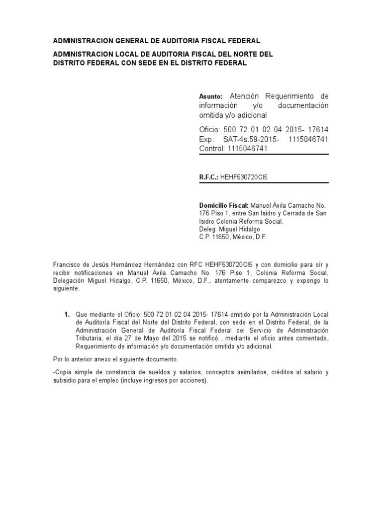 Ejemplo de Escrito Libre para SAT | PDF
