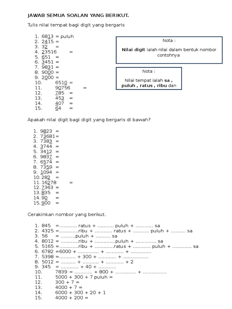 Nilai Tempat Nilai Digit Pdf