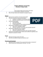 Emergency Medicine Journal Club Literature Critique Guide: Background/Introduction