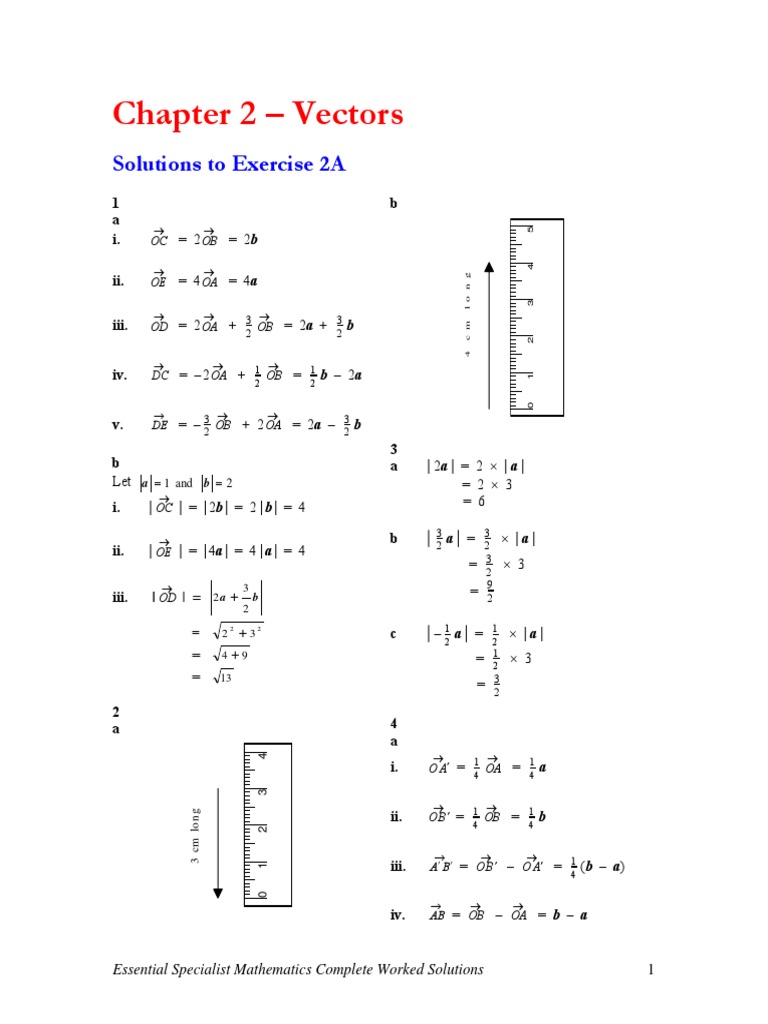 Vectors Solutions: Essential Math | PDF | Euclidean Vector | Equations