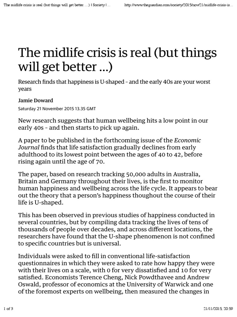 The Midlife Crisis Is Real (But Things Will Get Better ) - Society ...