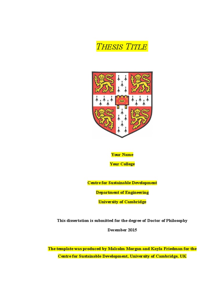 Cambridge Thesis Template Word