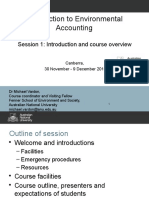 Introduction To Environmental Accounting: Session 1: Introduction and Course Overview