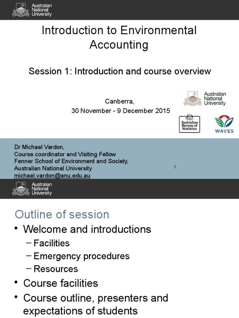 Introduction To Environmental Accounting: Session 1: Introduction and ...