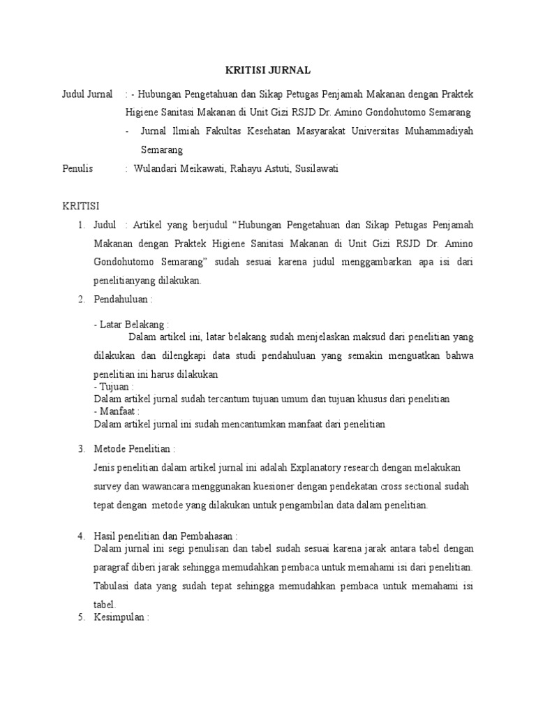 Kritisi Jurnal Pdf