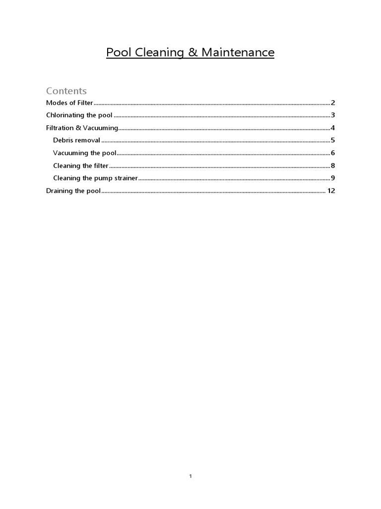 Pool Maintenance Manual PDF Filtration Vacuum Cleaner