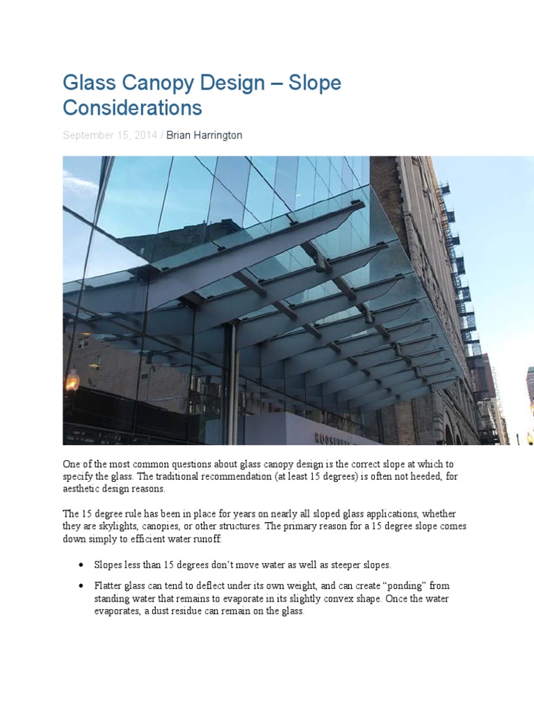 Glass Canopy Slope Design Guidelines | PDF | Home & Garden
