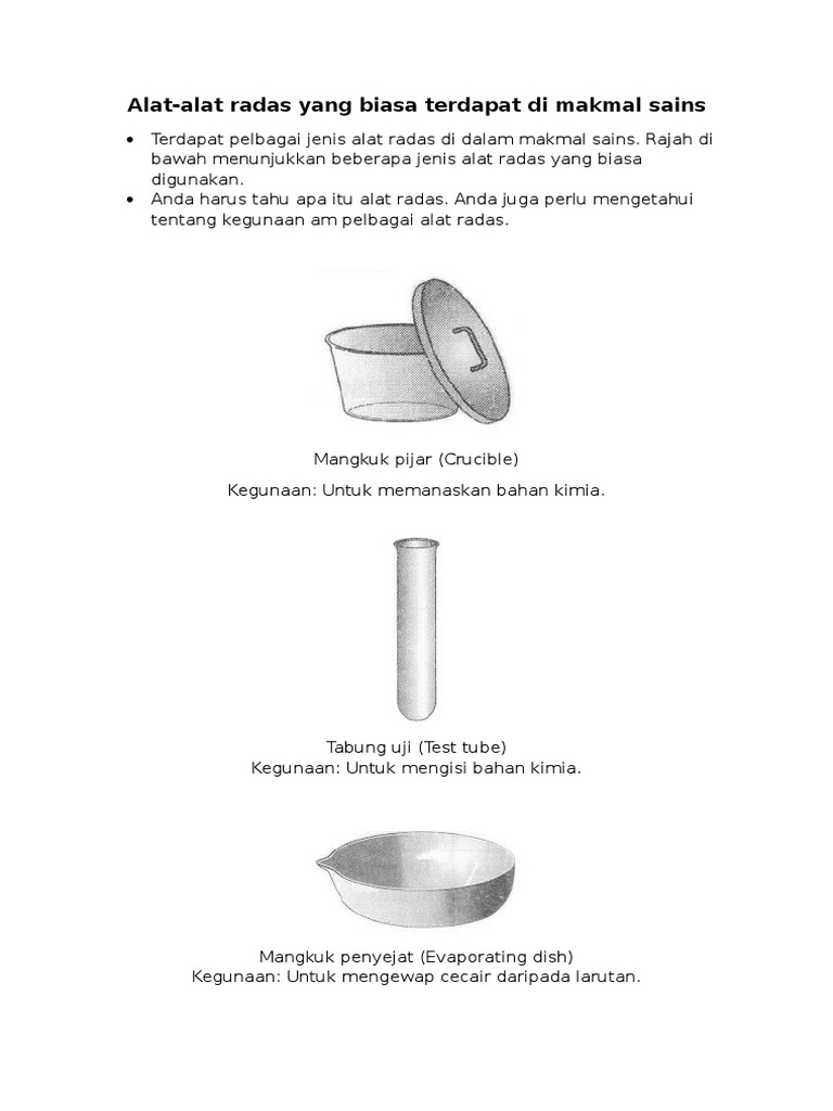 Alat Radas Dalam Makmal Dan Kegunaan | PDF