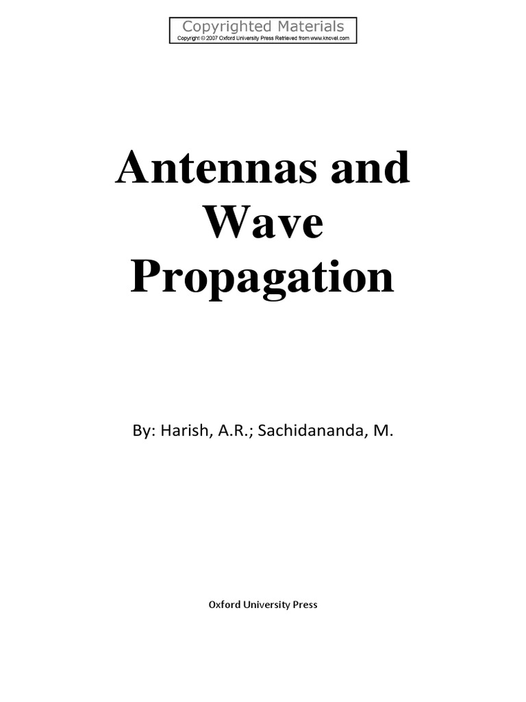 Antennas and Wave Propagation By Harish, A.R. Sachidananda, M PDF