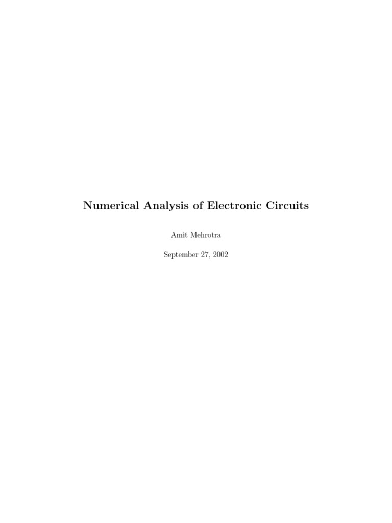 Numerical Analysis of Electronic Circuits by Mehrotra 2002 | PDF ...