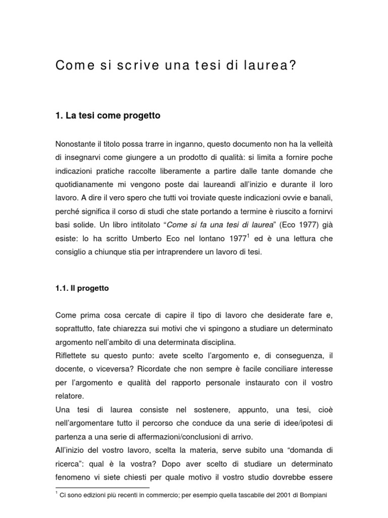 Come Scrivere Una Tesi Di Laurea Ingegneria