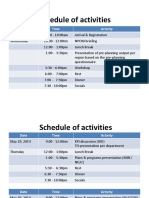 Schedule of Activities: Date Time Activity