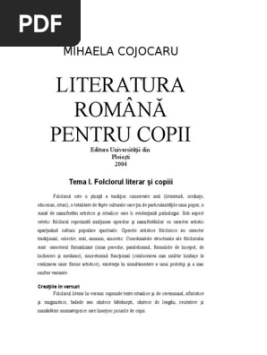 Literatura Romana Si Literatura Pentru Copii