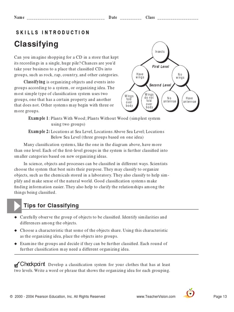 Skills Introduction - Classifying | PDF | Nature | Science