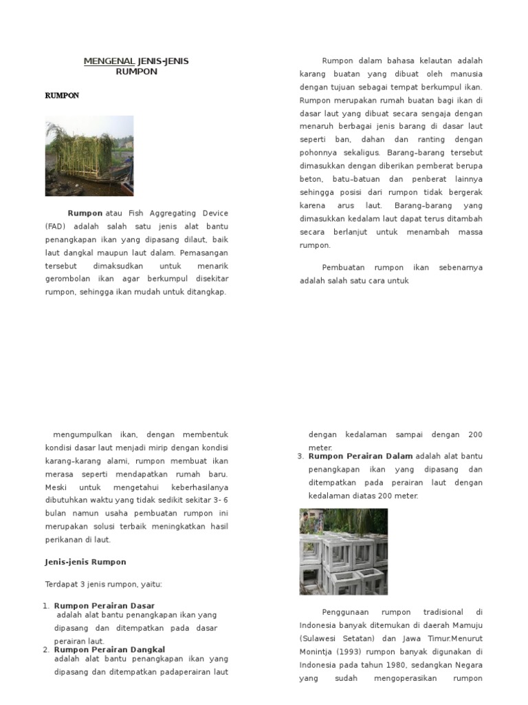 Jenis-Jenis Rumpon dan Fungsinya | PDF | Griya & Taman | Ilmu Sosial