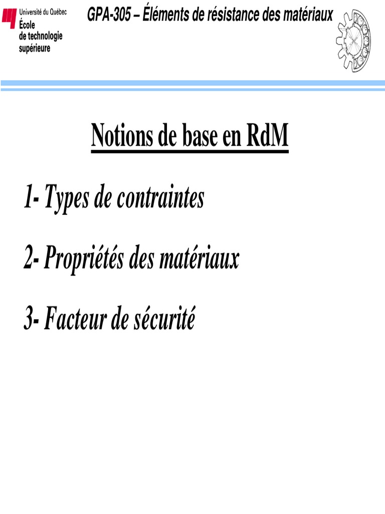 Notion de Base RDM | PDF | Contrainte de cisaillement | Résistance des ...