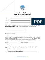 Trespass Warning Notice - Editable