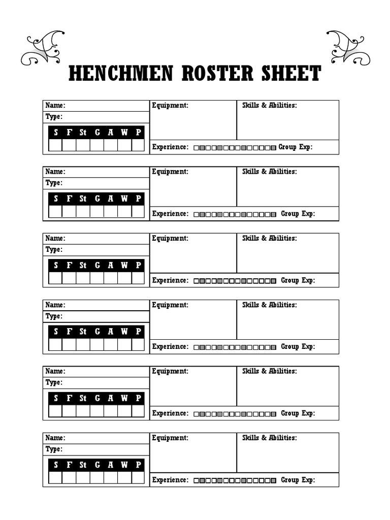 Lotow Henchman Roster Sheet | PDF
