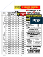 2012 Summer Promotions and Price List