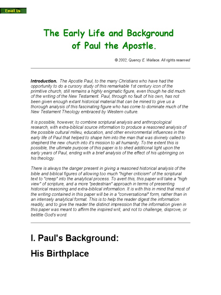 The Early Life and Background | PDF | Pharisees | Paul The Apostle