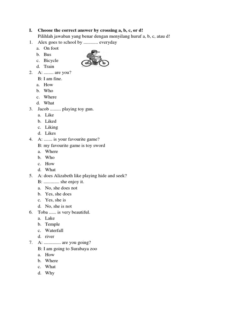 UTS bahasa Inggris kelas 6 sd