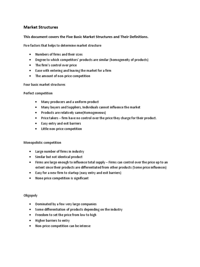 Understanding Five Market Structures | PDF | Business