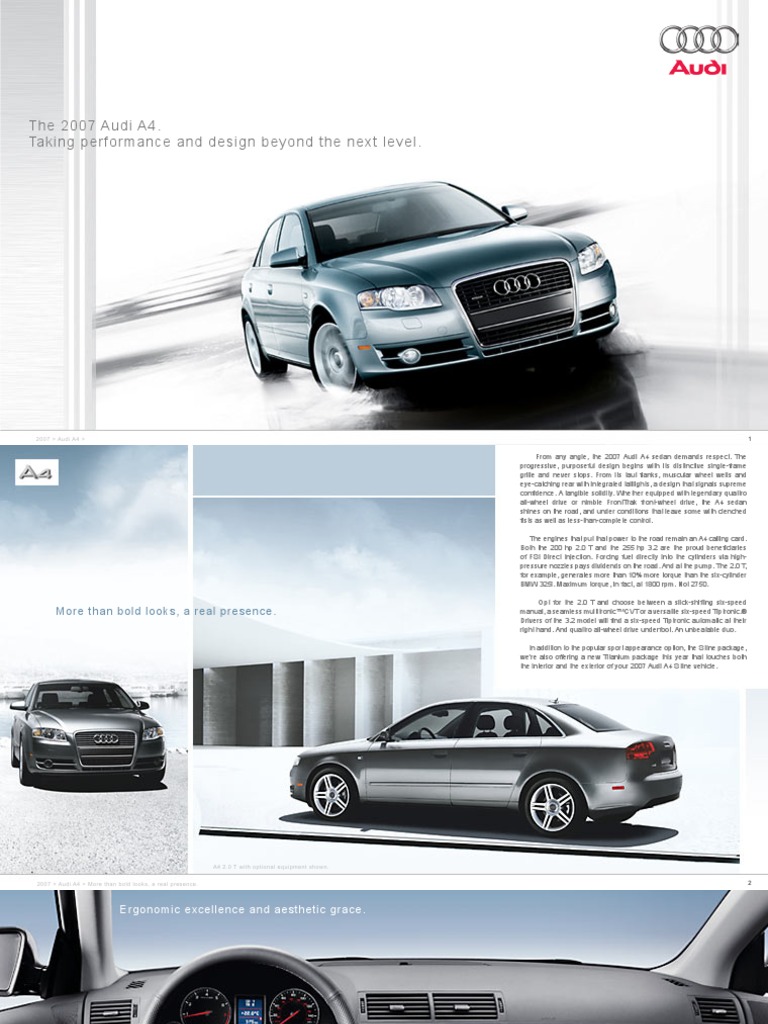 Brochure AUDI S4 2007 - 46 Pages - Version Allemande - Bon État - Collection Automobile Vintage