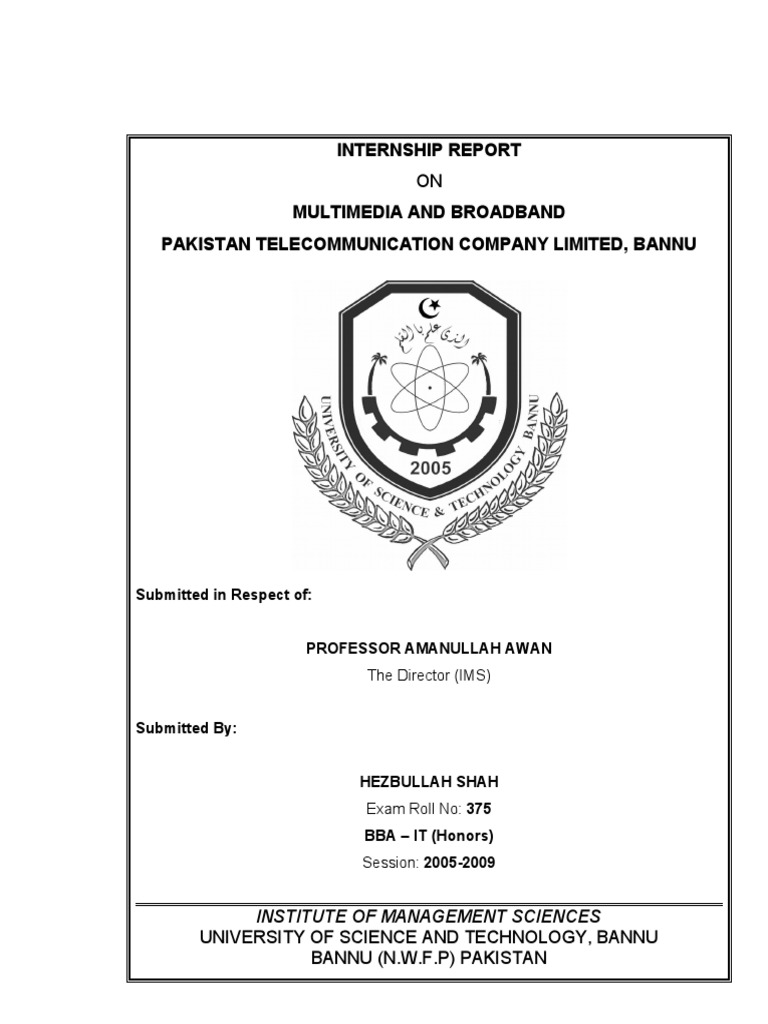 PTCL Multimedia & Broadband Internship Report | PDF | Computing ...