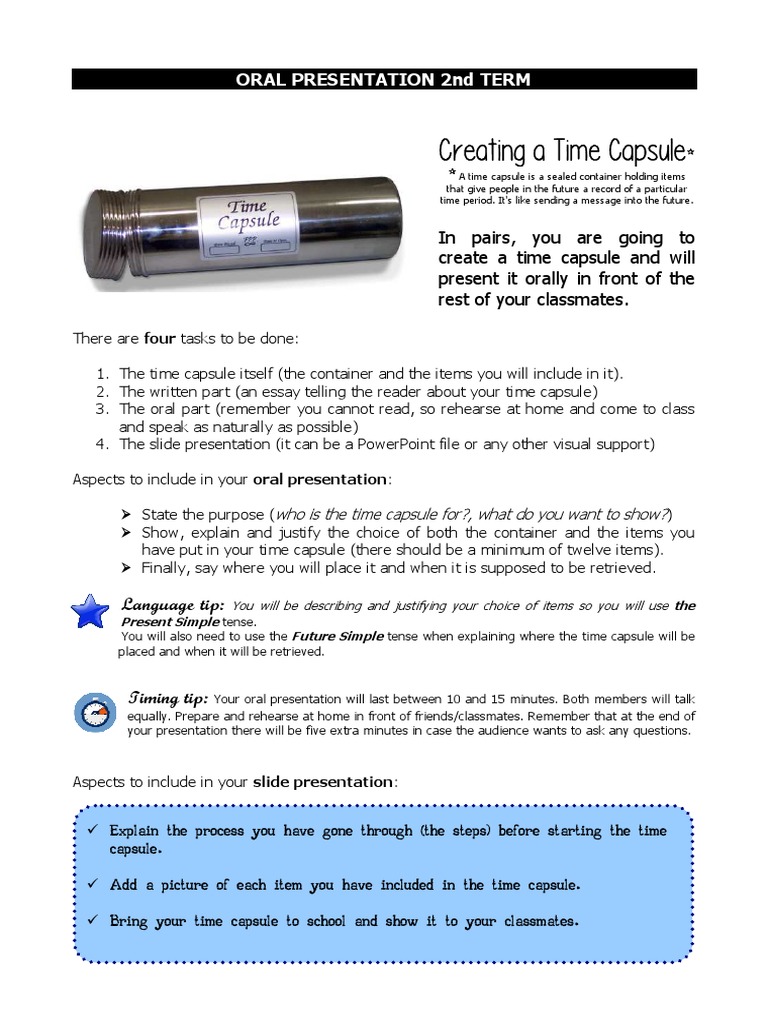 Time Capsule Project Guidelines | PDF