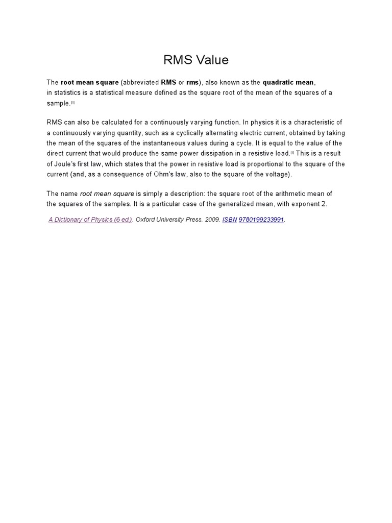 RMS Value: Statistics | PDF