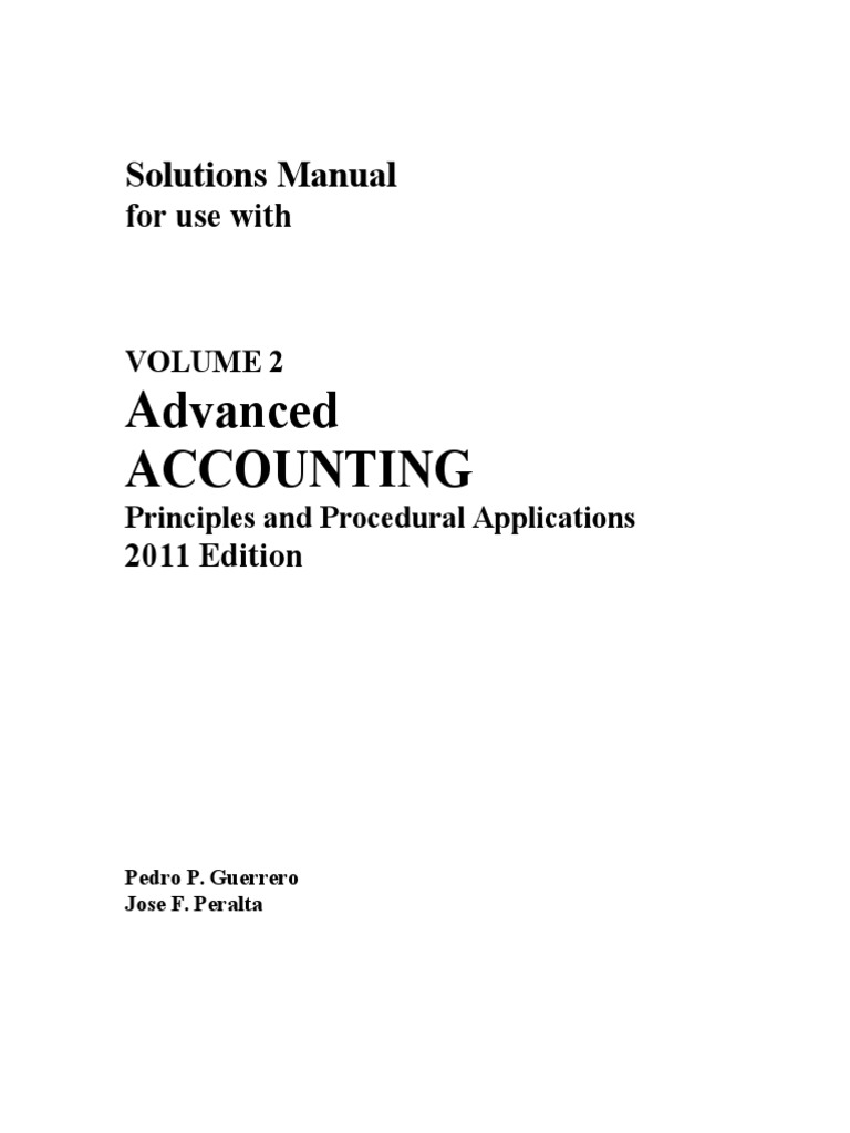 Advanced AccountingVolume 2 PDF Multiple Choice Textbook