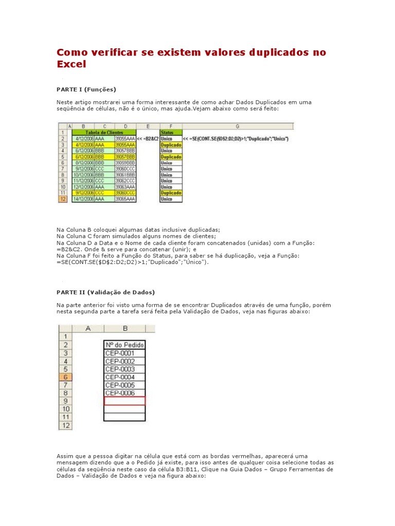 Como Verificar Se Existem Valores Duplicados No Excel Fun o