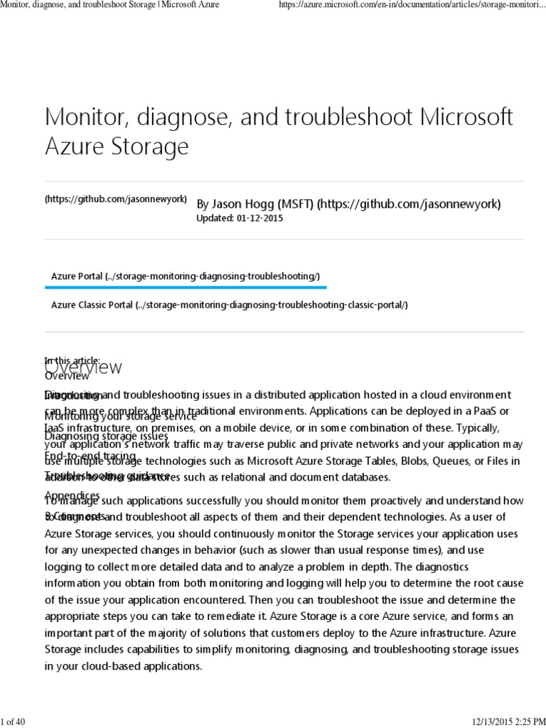 Azure Storage Monitoring and Troubleshooting | PDF | Microsoft Azure ...