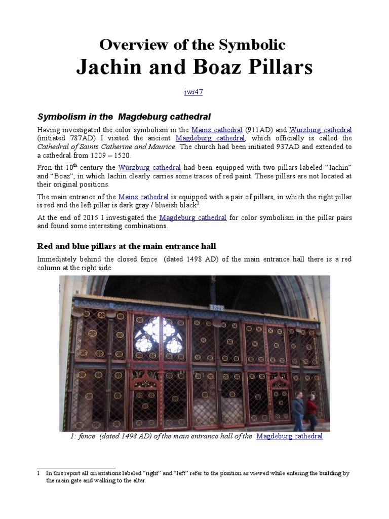 Overview of The Symbolic Jachin and Boaz Pillars PDF Red Column