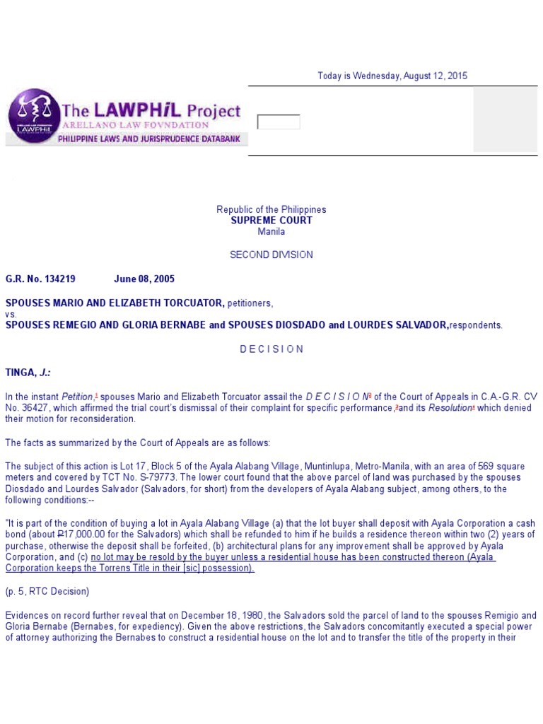 Supreme Court Ruling on Lot Sale Dispute | PDF | Deed | Payments