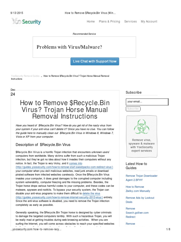 How To Remove recycle Bin Virus PDF Computer Virus Antivirus