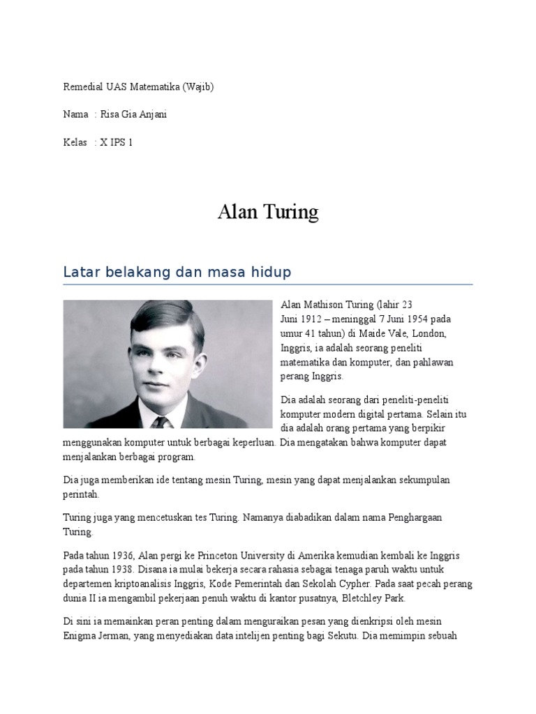 Alan Turing | PDF | Sejarah